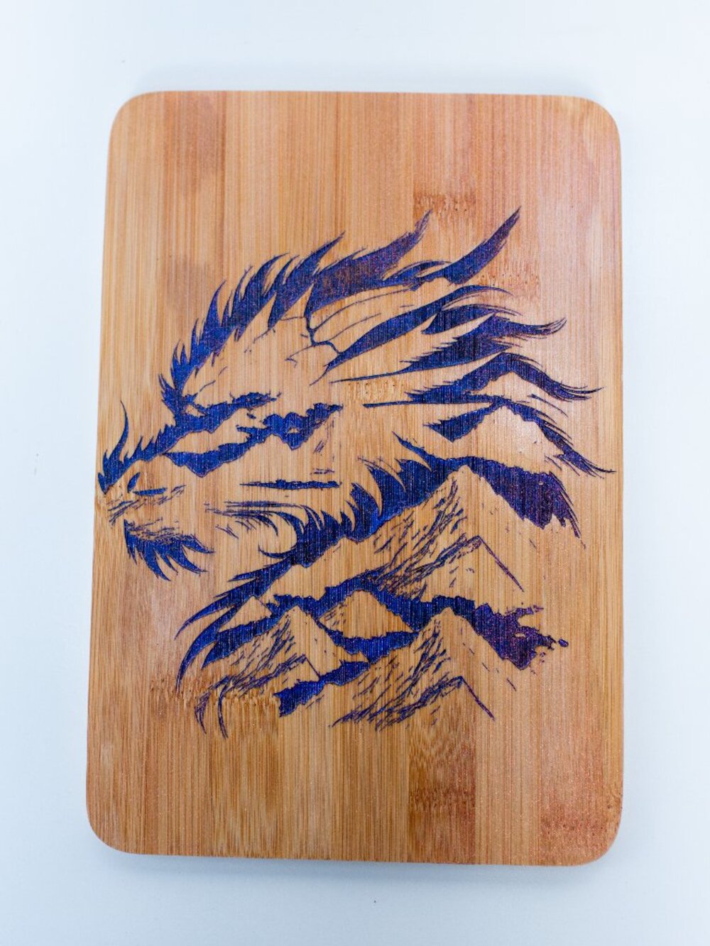 Fantasy Mountain Dragon laser engraved bamboo wood home decor